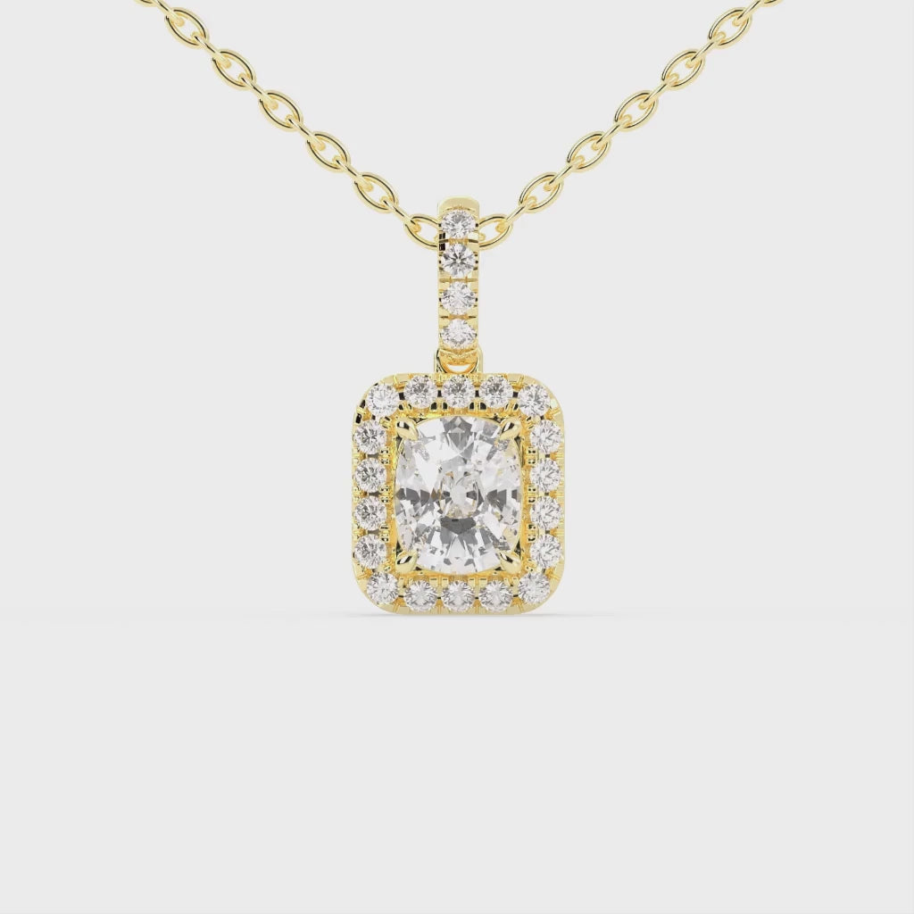 Halo Square Cushion Lab Grown Diamond Pendant