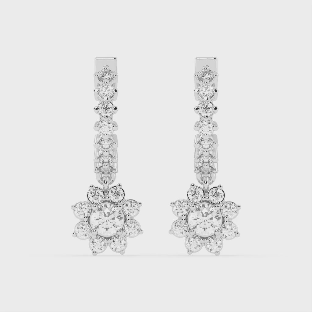 Fancy Hoop round cut 1.32 Cttw Lab Grown Diamond Earrings