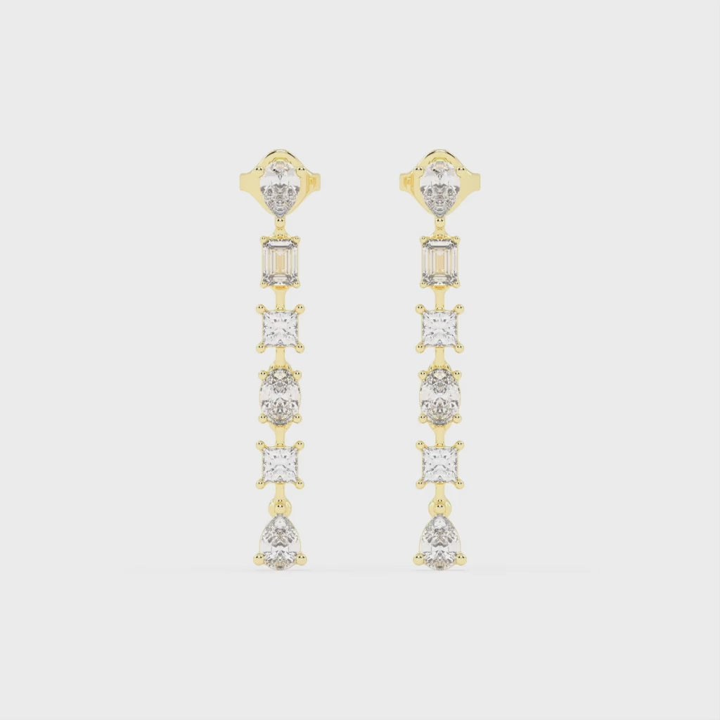 Long Drop Multishape 2.14 Cttw Lab Grown Diamond Earrings