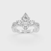 Marquise Cut Fancy Lab Grown Diamond Engagement Ring with Twisted Pave