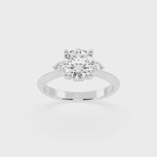 Three Stone Lab Grown Diamond Engagement Ring with Round Cut Center Stone