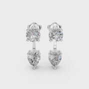 Two Stone Pear and Round 3.5 Cttw Lab Grown Diamond Earrings