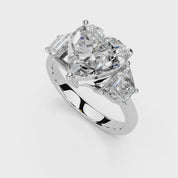 Heart Cut Baguette Accent Lab Grown Diamond Engagement Ring