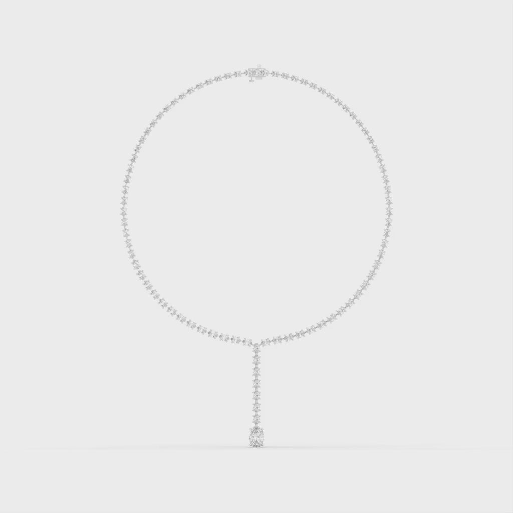 Oval Cut Lab Grown Diamond Tennis Necklace