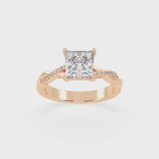 Pave Lab Grown Diamond Engagement Ring with Princess Center Stone