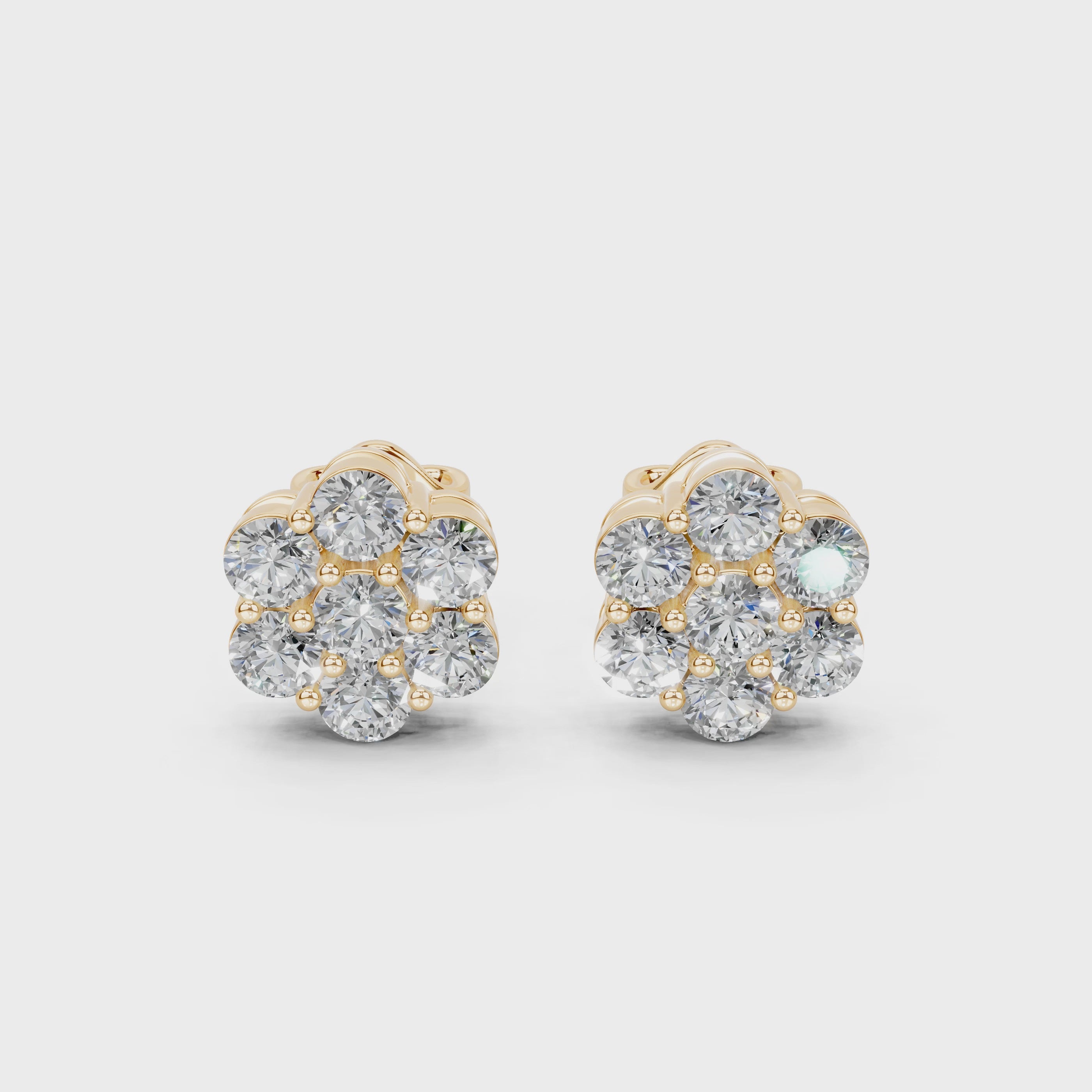 Flower cluster round 2.14 cttw lab grown diamond studs