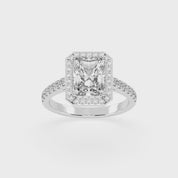 Radiant Cut Pave Setting Halo  Lab Grown Diamond Engagement Ring