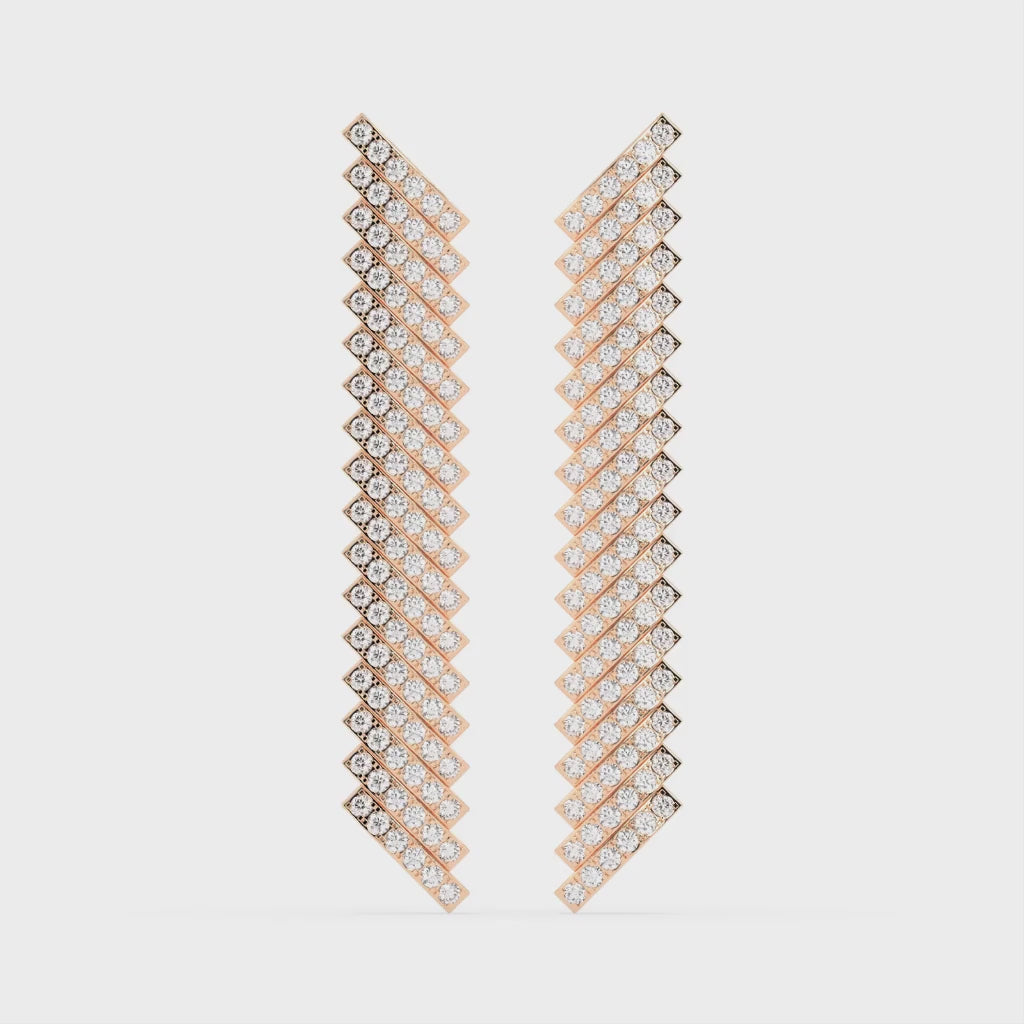 Long Pave Drop round cut 2.44 Cttw Lab Grown Diamond Earrings