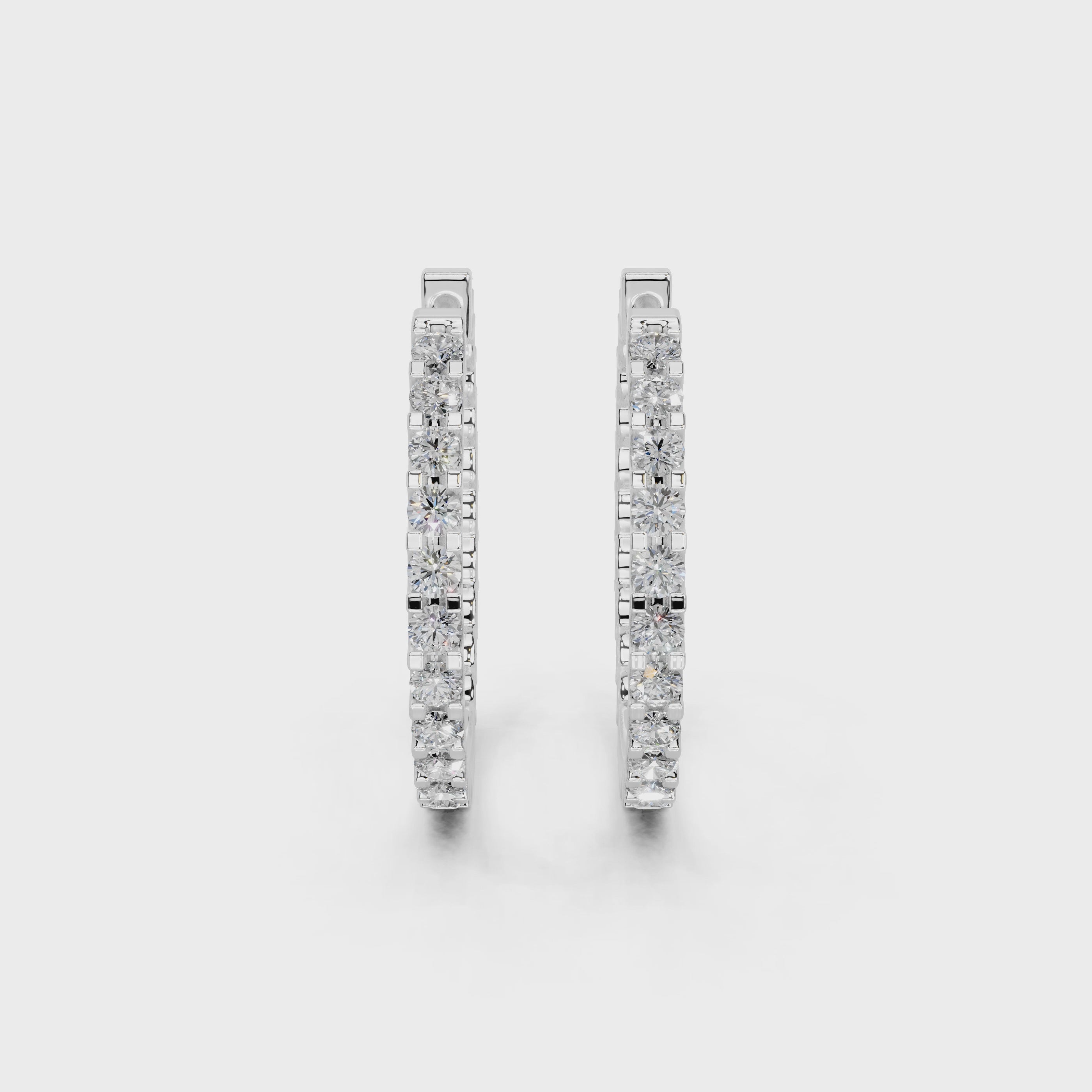 Fancy Hoop Round Cut 1.44 Cttw Lab Grown Diamond Earrings