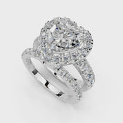 Heart Cut Double Row Lab Grown Diamond Engagment Ring