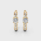 Fancy Hoop Round Cut 0.79 Cttw Lab Grown Diamond Earrings