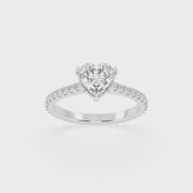 Heart Cut Four Prong Pave  Lab Grown Diamond Engagement Ring