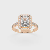 Radiant Cut Pave Setting Halo  Lab Grown Diamond Engagement Ring