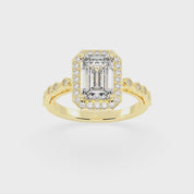 Emerald Cut Halo Lab Grown Diamond Engagement Ring