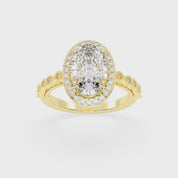 Oval Cut Halo Lab Grown Diamond Engagement Ring