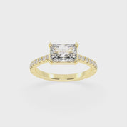 Radiant Cut Four Prong Pave  Lab Grown Diamond Engagement Ring