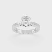 Oval Cut Petal-shaped Solitaire Lab Grown Diamond Engagement Ring (3.5 mm width)