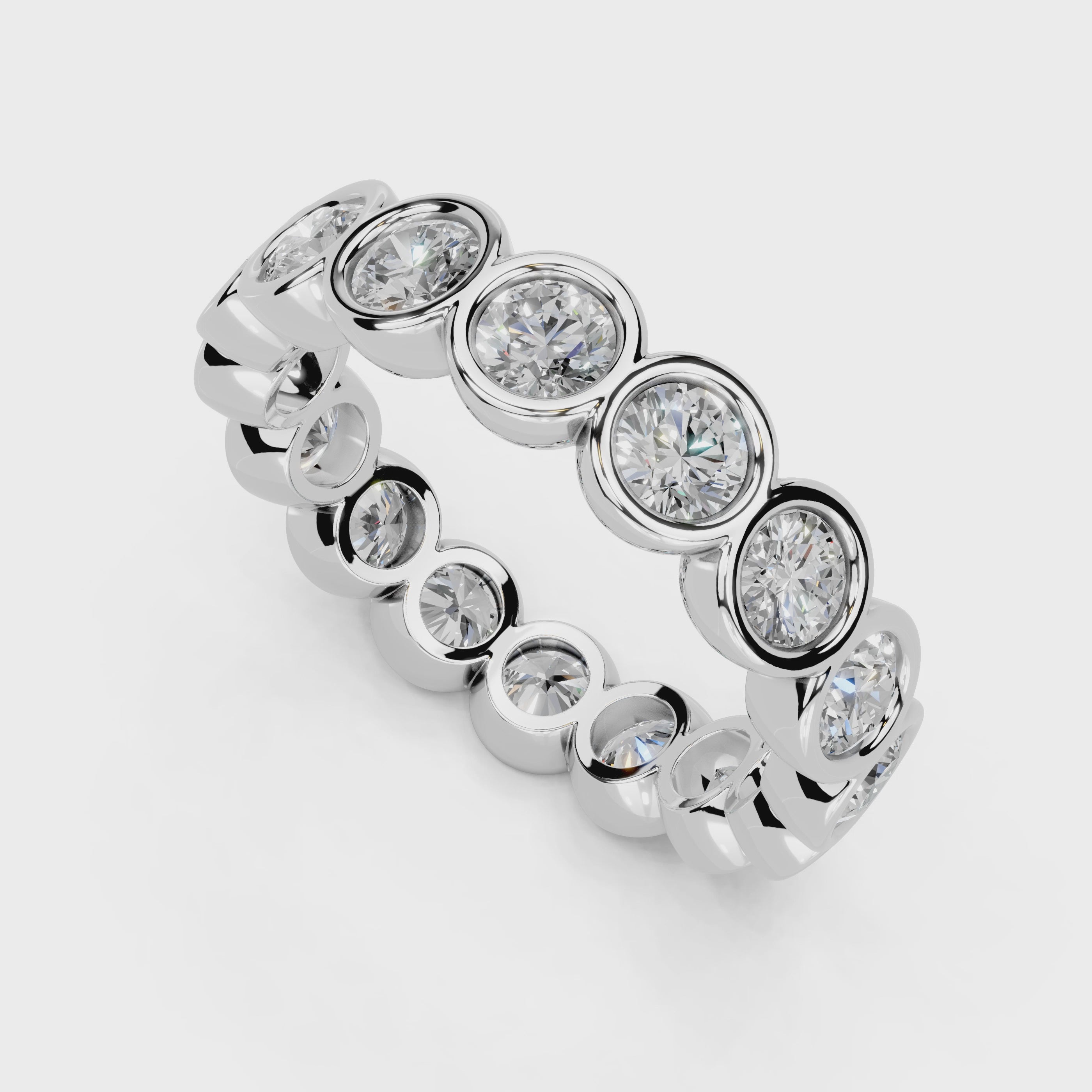 Bezel Set Round Cut Lab Grown Diamond Eternity Band