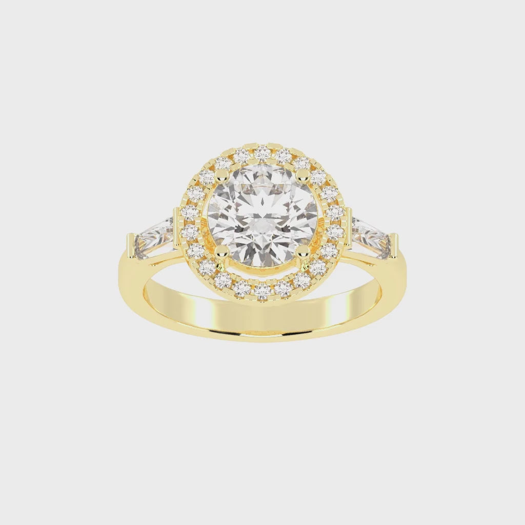 Round Cut Halo Lab Grown Diamond Engagement Ring