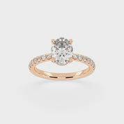 Oval Cut Hidden Halo  Pave  Lab Grown Diamond Engagement Ring