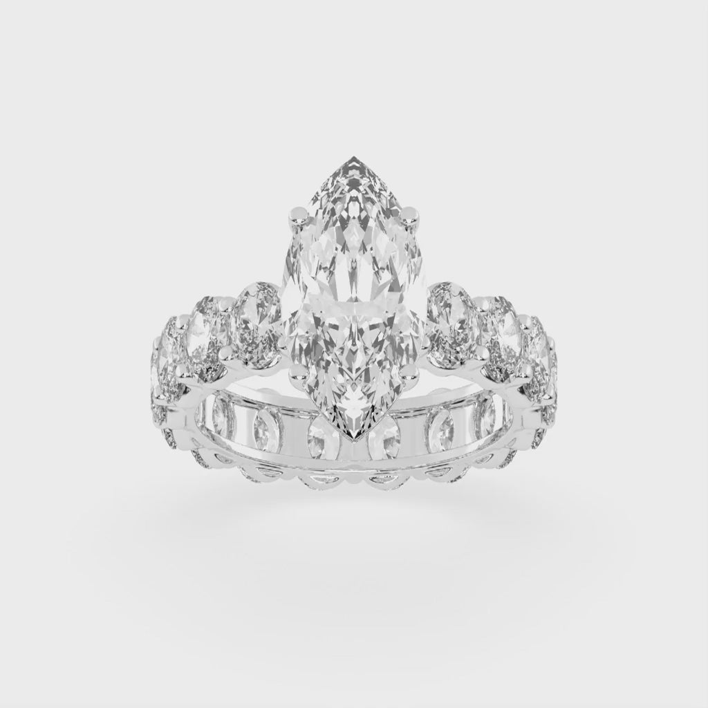 Marquise Cut Fancy Lab Grown Diamond Engagement Ring