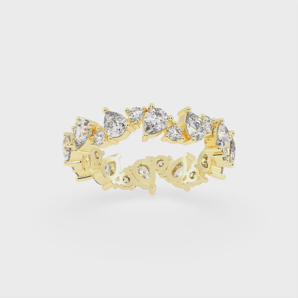 Round and Pear Cut Lab Grown Diamond Anniversary Band