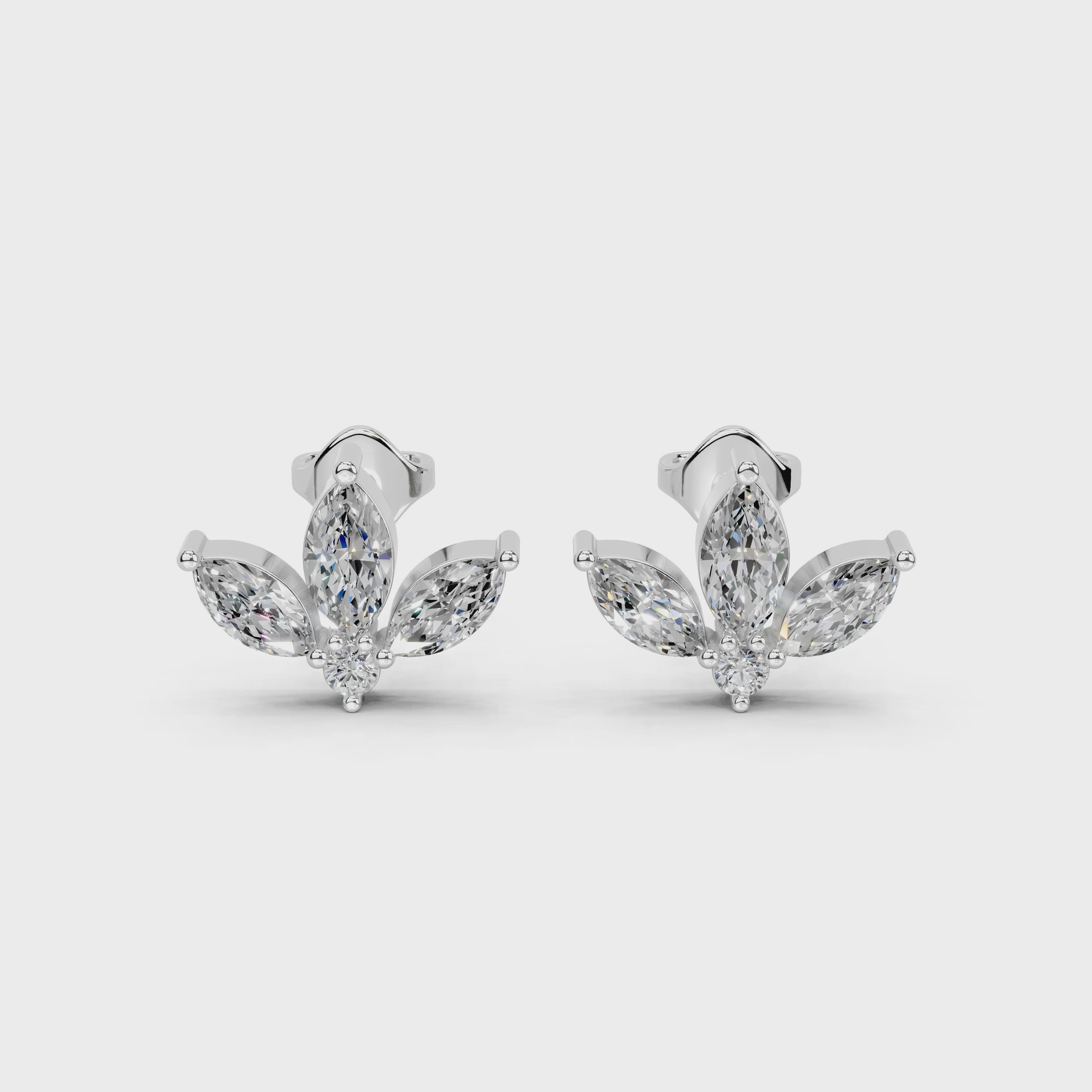 Fancy Marquise cut 2.65 Cttw Lab Grown Diamond Studs