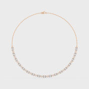 Oval and Round Cut Lab Grown Diamond Tennis Necklace