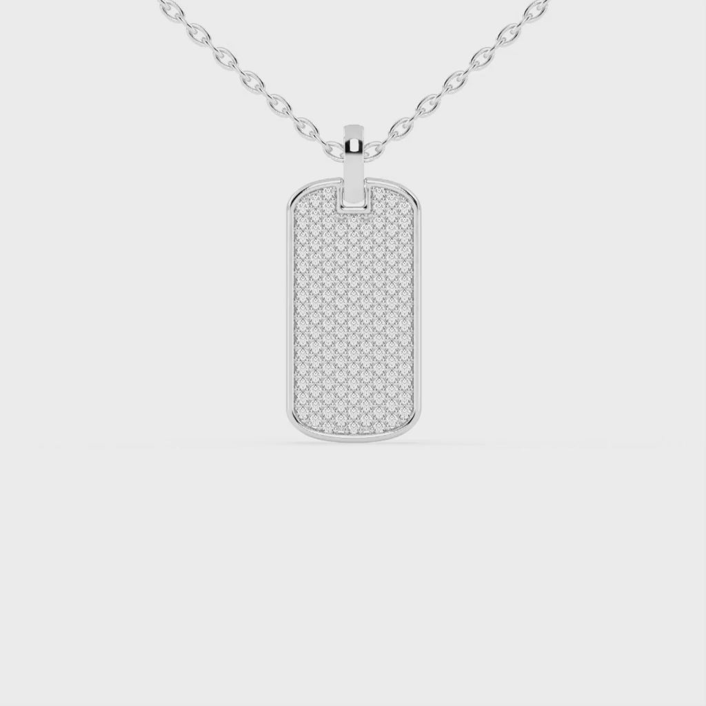 Round Cut 1.39 Cttw Dog Tag Lab Grown Diamond Pendant