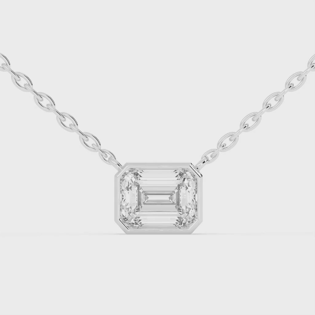 Bezel Set Emerald Cut 2.5 Cttw Lab Grown Diamond Pendant