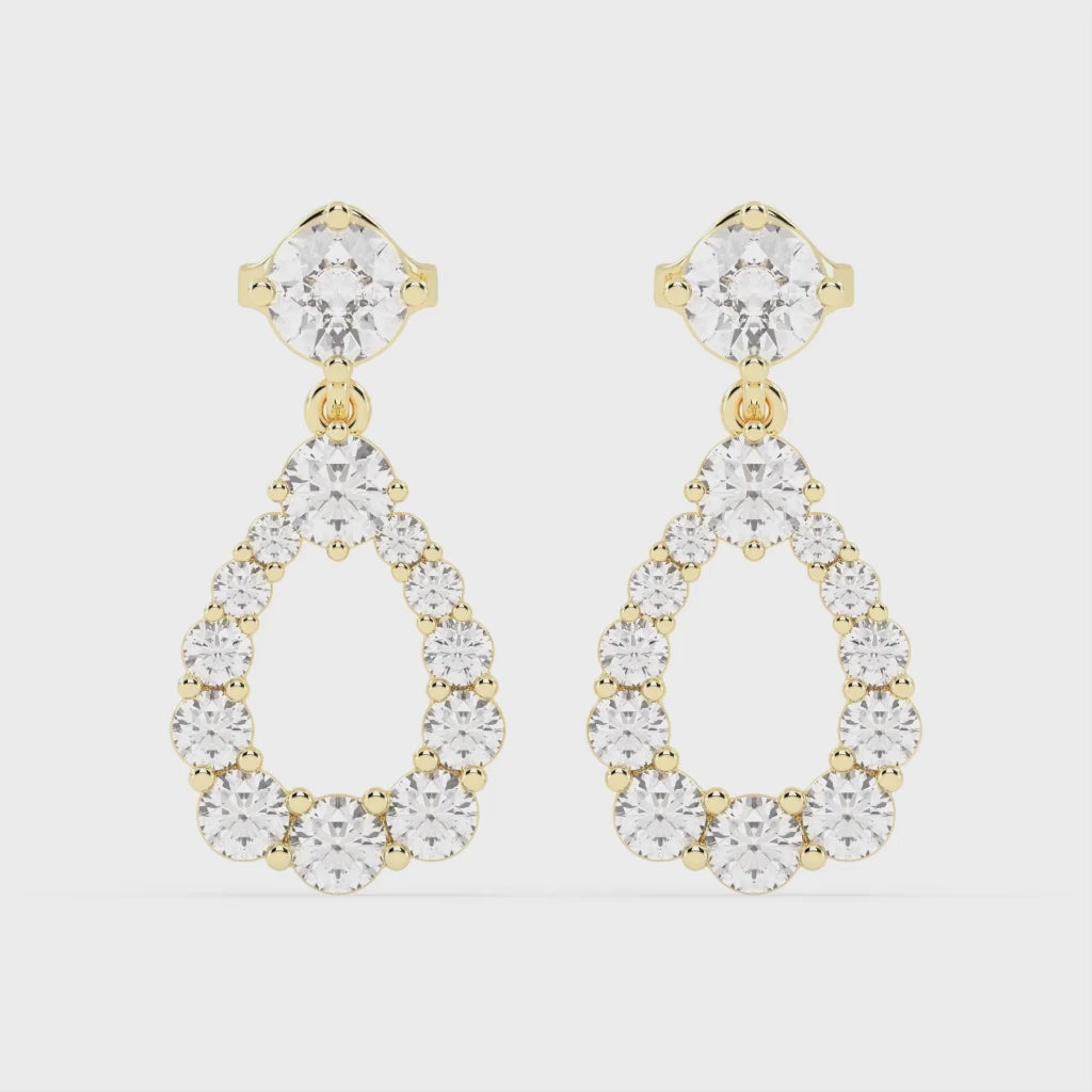 Solitaire Teardrop Round Cut 3.26 Cttw Lab Grown Diamond Earrings