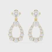 Solitaire Teardrop Round Cut 3.26 Cttw Lab Grown Diamond Earrings