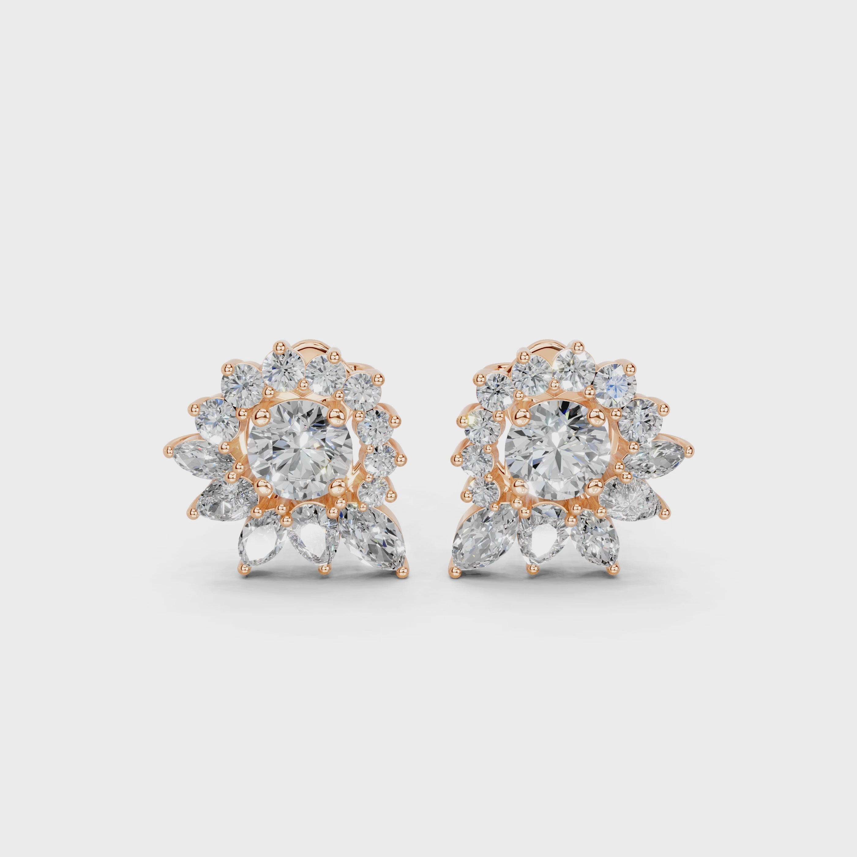 Multishape Fancy Halo 2.3 cttw lab grown diamond studs