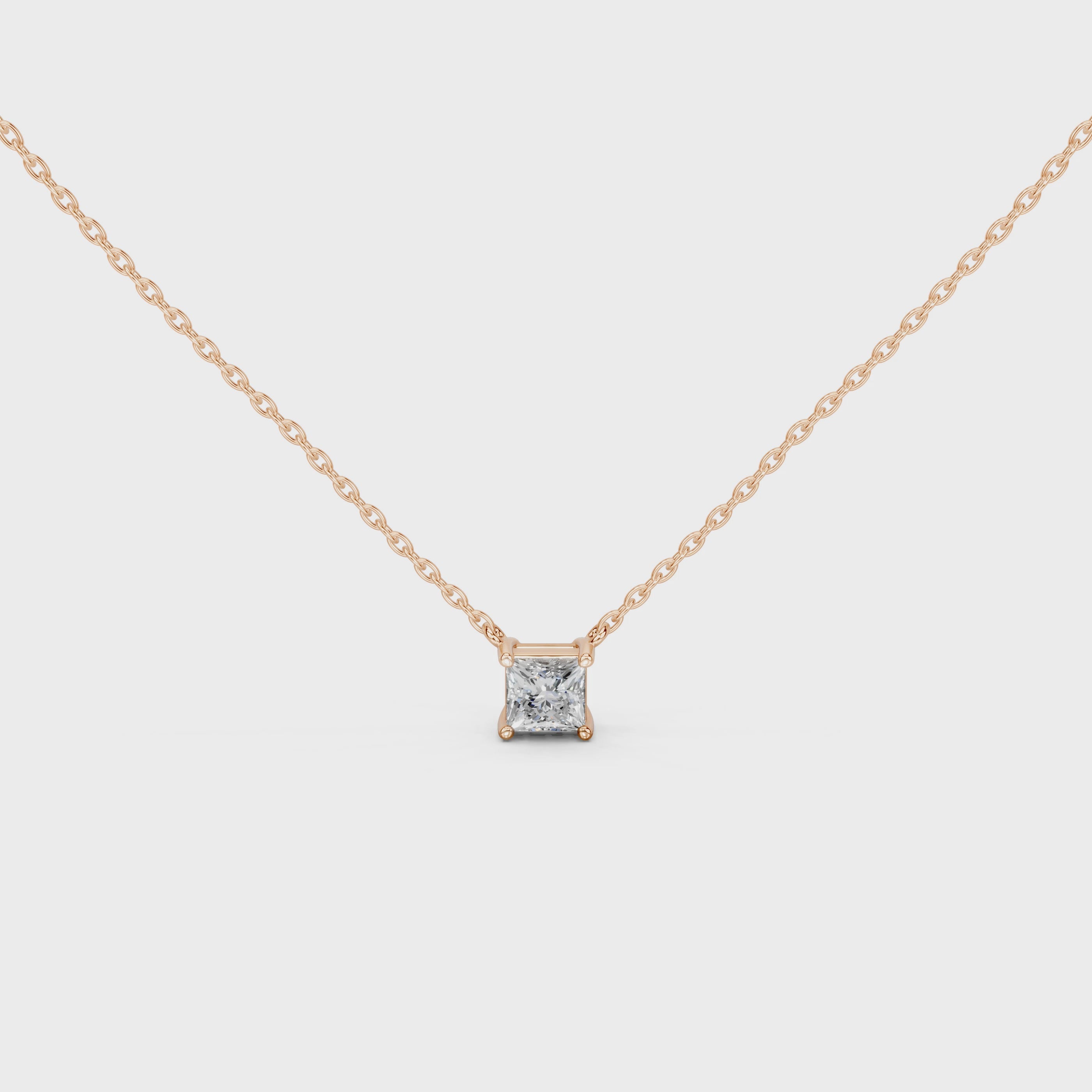 Princess Cut Lab Grown Diamond Solitaire Pendant