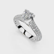 Heart Cut with Hidden Stones Double Pave Lab Grown Diamond Engagement Ring