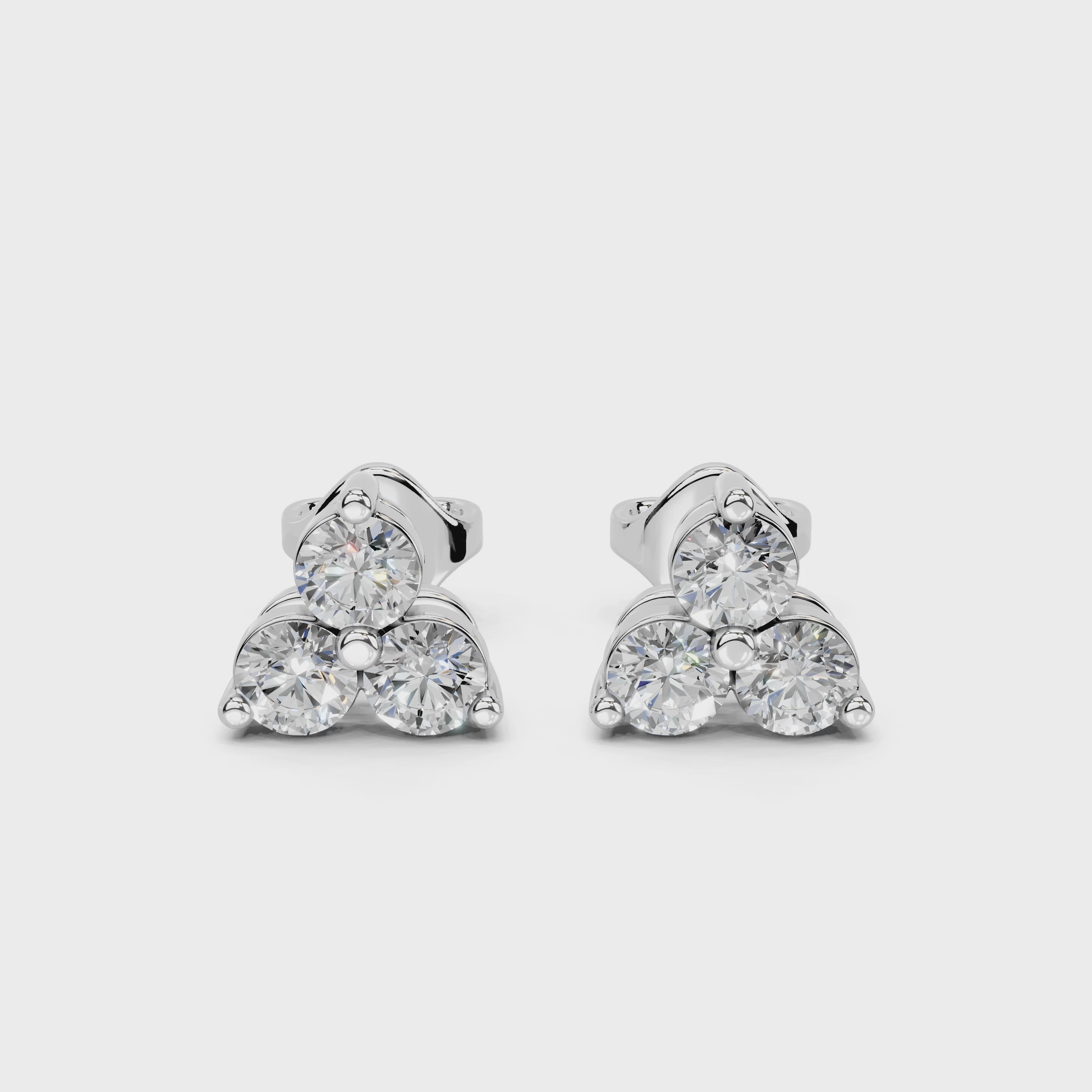 Three Stone 0.6 Cttw Round Lab grown diamond Stud