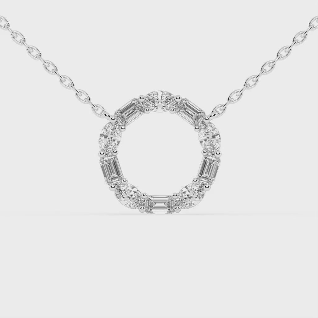 Open Circle Oval and Emerald Cut 3 Cttw Lab Grown Diamond Pendant