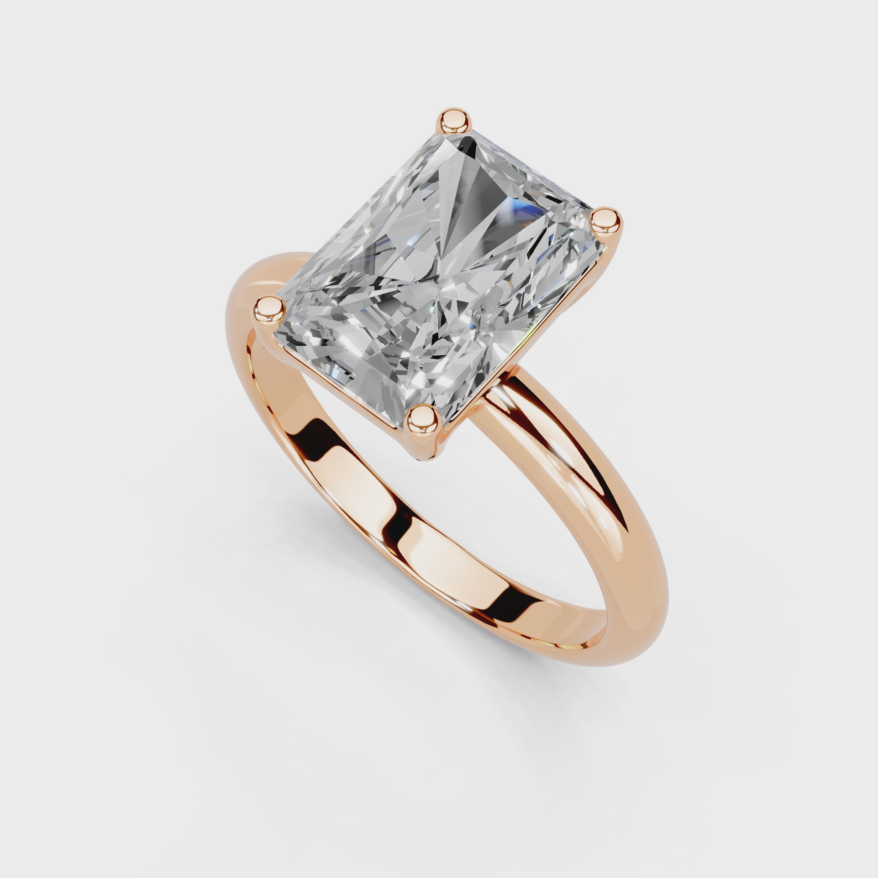 Radiant Cut Classic  Solitaire Lab Grown Diamond Engagement Ring