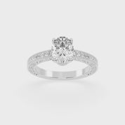 Fancy Lab Grown Diamond Engagement Ring with Oval Center Stone and Hidden Halo Setting