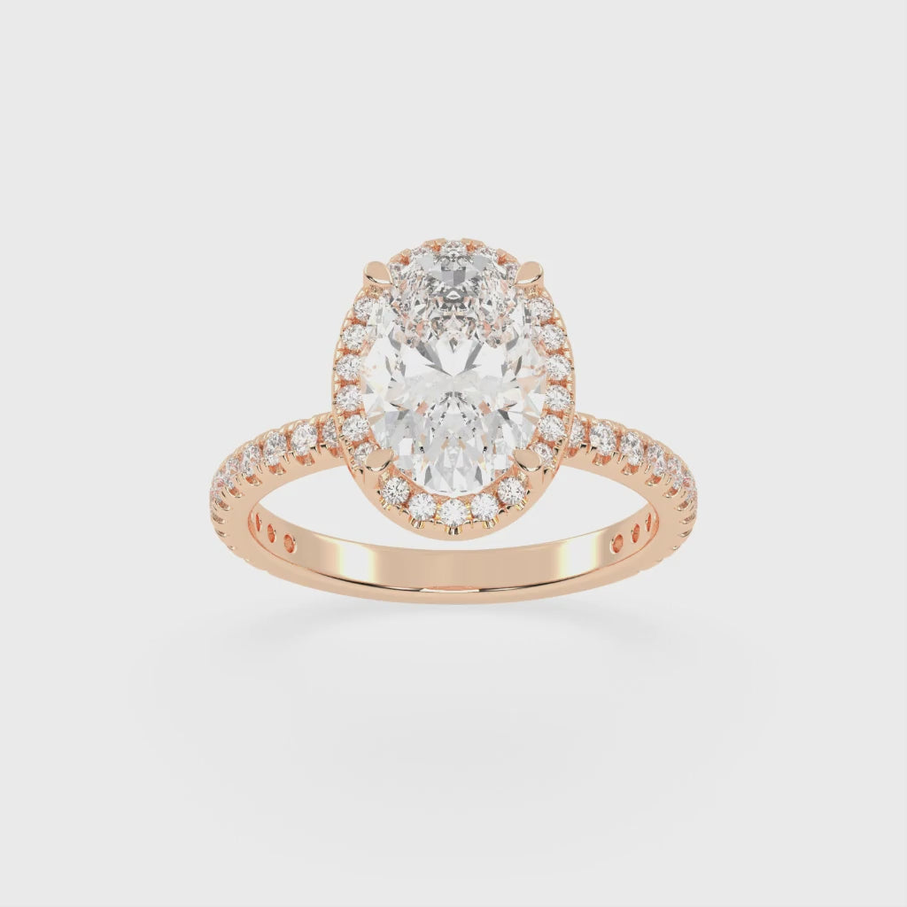 Oval Cut Halo Lab Grown Diamond Engagement Ring