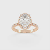 Oval Cut Halo Lab Grown Diamond Engagement Ring