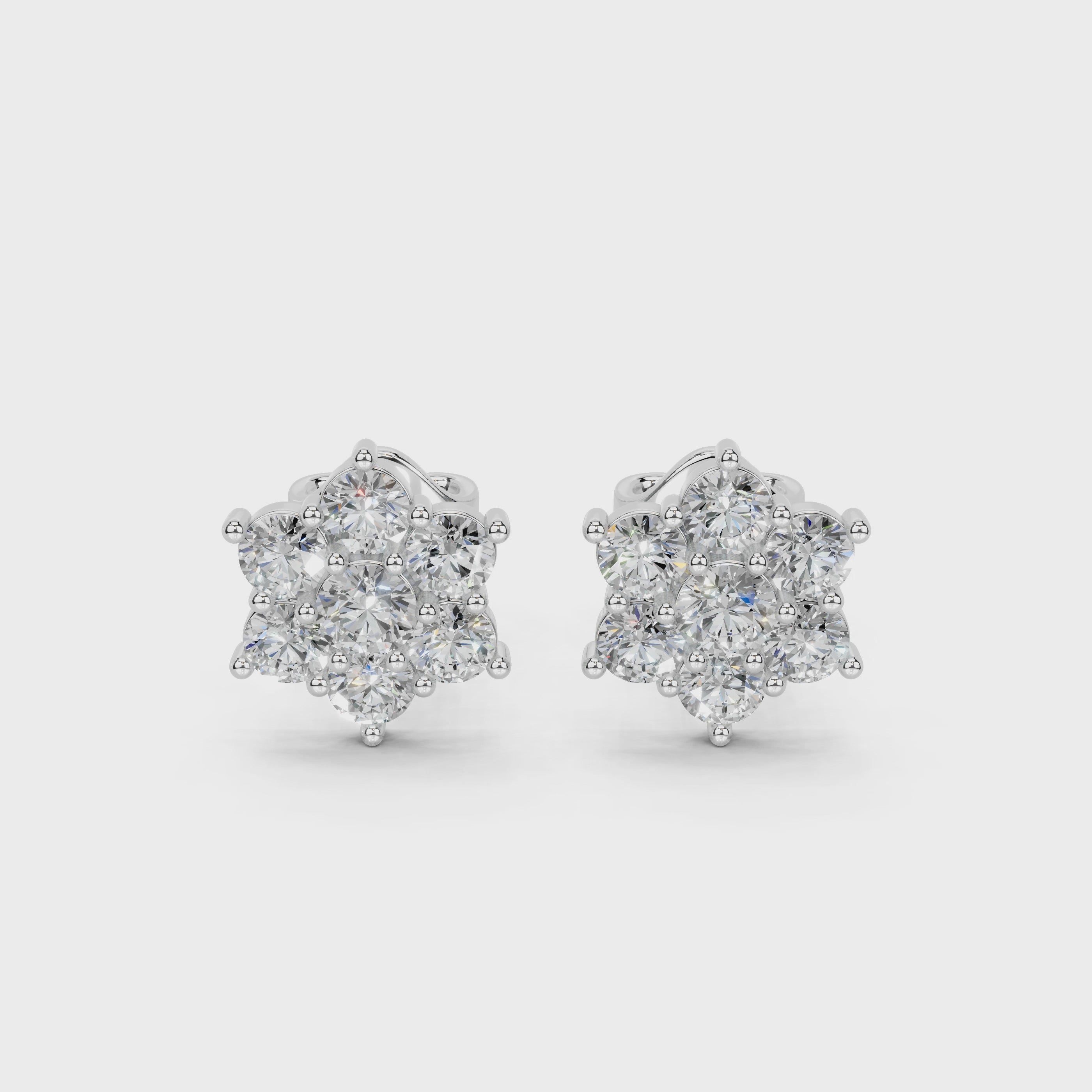 Flower cluster round 4.32 cttw lab grown diamond studs