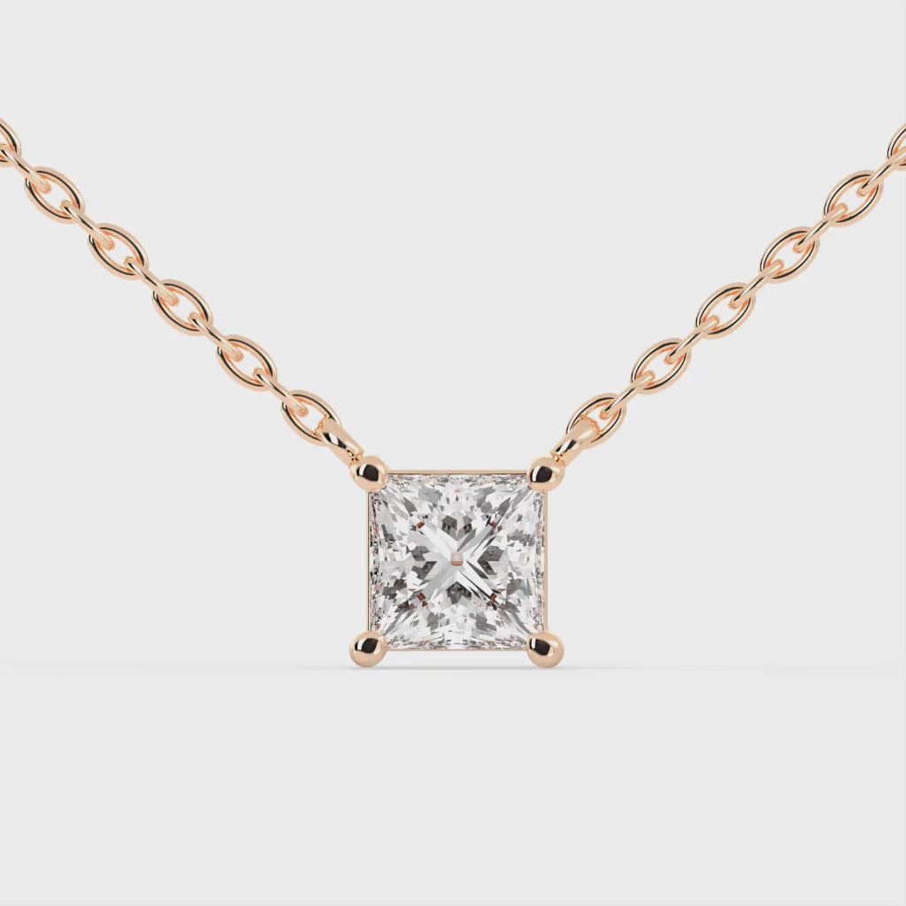 Princess Cut Lab Grown Diamond Solitaire Pendant