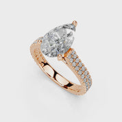 Pear Cut Double Pave Lab Grown Diamond Engagement Ring