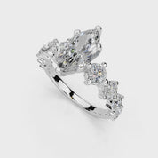 Marquise Cut Fancy  Lab Grown Diamond Engagement Ring with Round side stones