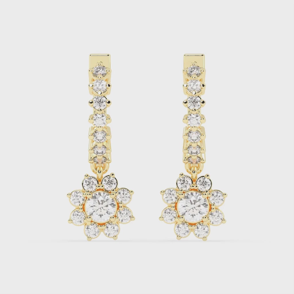 Fancy Hoop round cut 1.32 Cttw Lab Grown Diamond Earrings