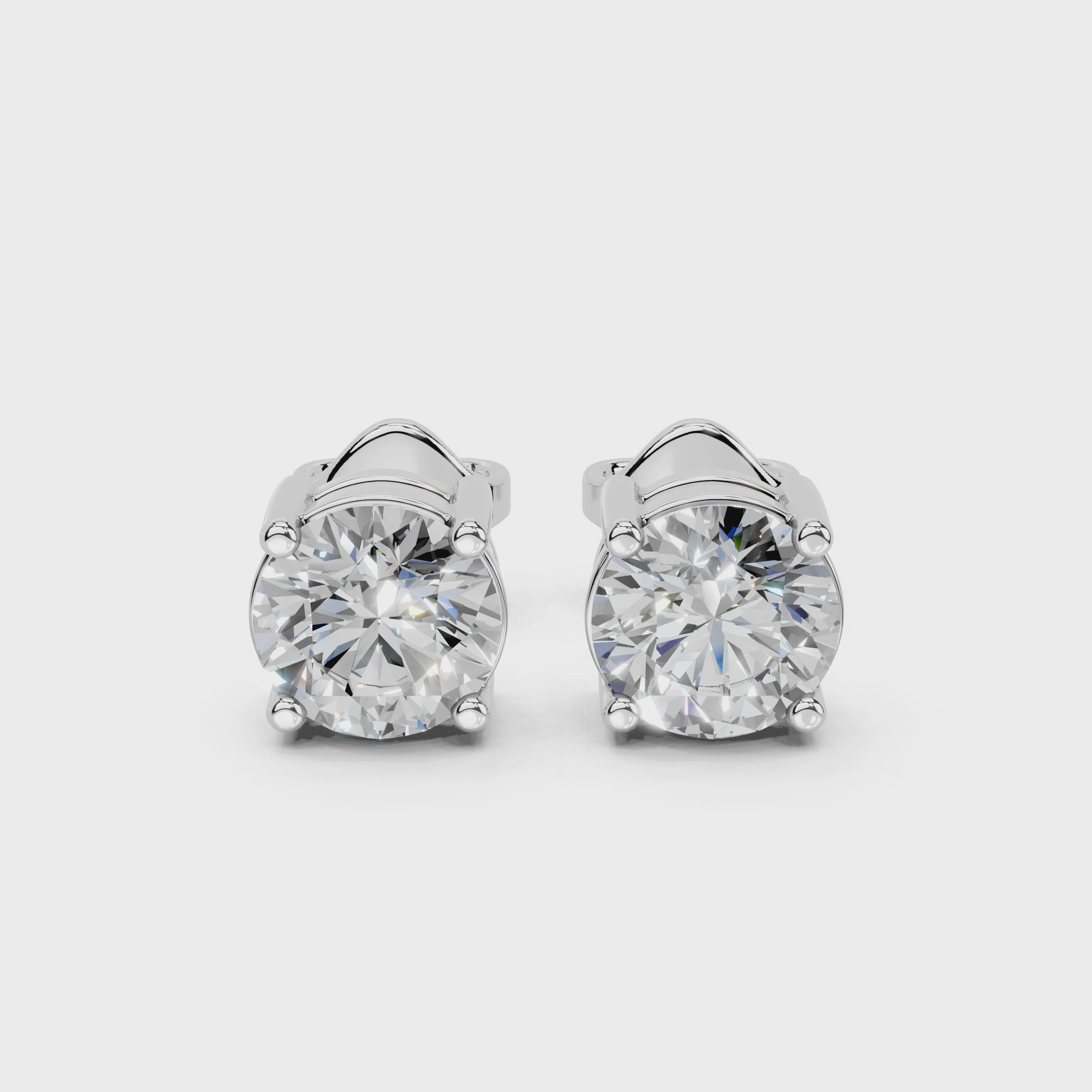 Four Prong Round Diamond Studs (14K White Gold, 1 CT Total Weight)