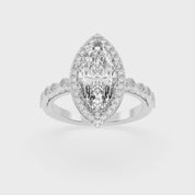 Marquise Cut Halo Lab Grown Diamond Engagement Ring