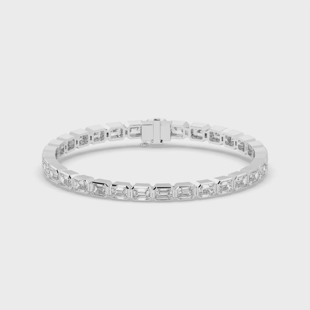 Emerald Cut Lab Grown Diamond Tennis Bracelet