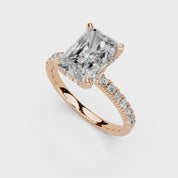 Radiant Cut Hidden Halo Pave  Lab Grown Diamond Engagement Ring